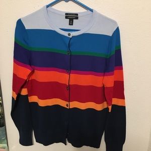 Striped button down 100% cotton Lands End cardigan